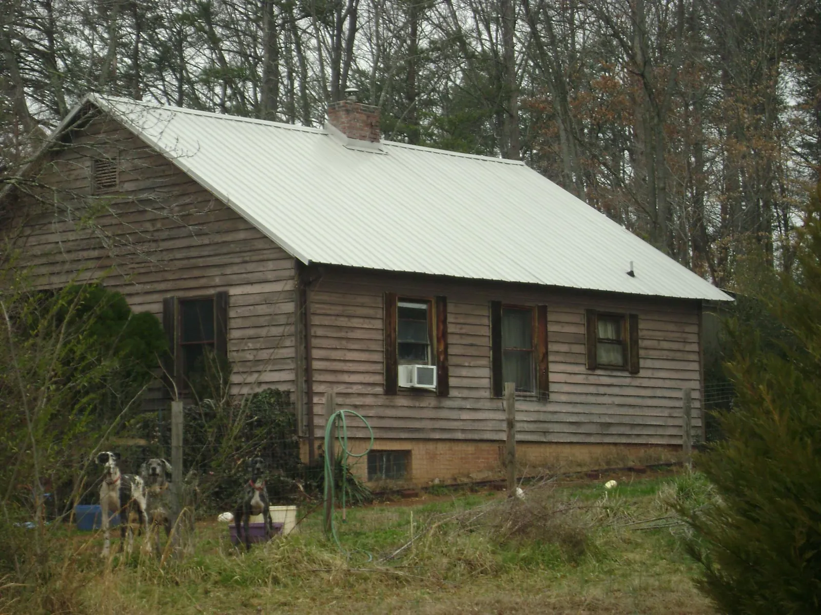 White metal roof on an old wood sided farmhouse, from a Asphalt Shingle Roof Repair job in Medina
